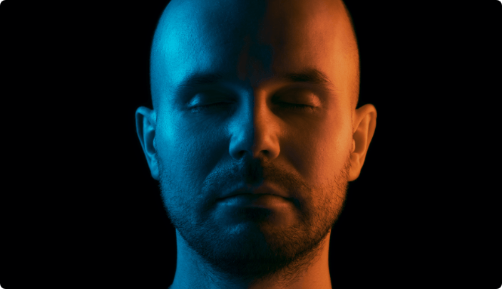 Man with eyes closed