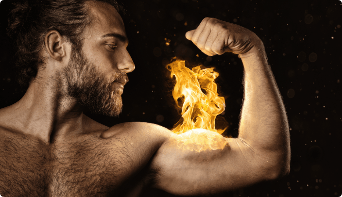 Man looking at muscles