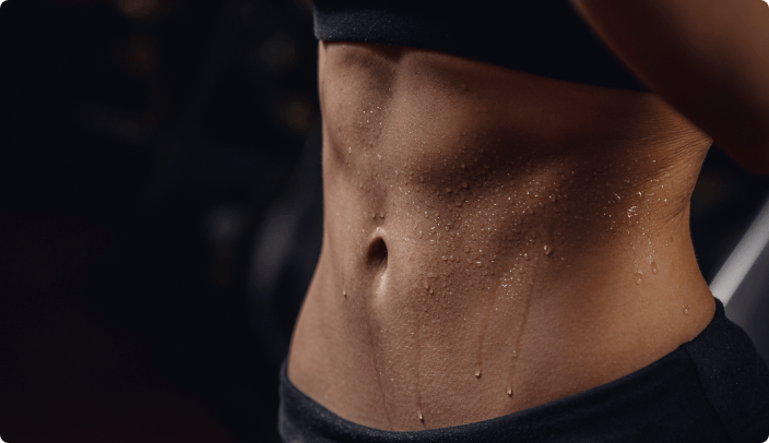Woman showing abs